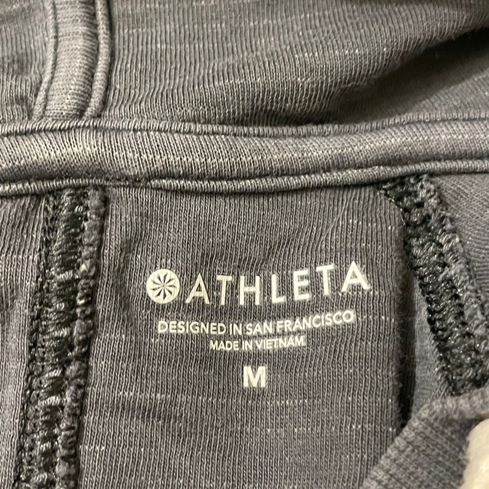 Athleta Womens Medium Charcoal Gray Blue Cotton Zip Raglan Hoodie Sweatshirt - Picture 3 of 10